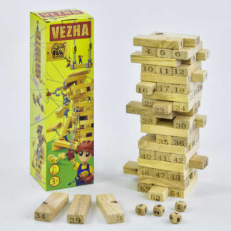 гр Деревянная игра "Вежа" 7358 (30) "4FUN Game Club Wood", 54 детали, в коробке