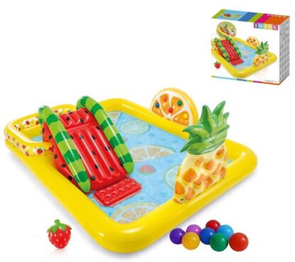 Intex Ігровий центр 57158 NP (2) "Веселий фрукт", 244 x 191 x 91 см, з гіркою, від 2-х років, 493л, в коробці