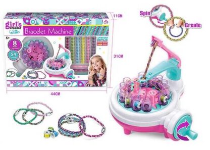 Набір для плетіння MBK 360 (8) “Bracelet Machine”, механічна машинка для плетіння браслетів, 54 котушки ниток, застібки, в коробці