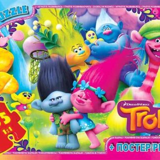 гр Пазли 35 ел. "G-Toys" "Тролі" TR 0075 (62) + постер, розмір зібраної картинки 30х21 см, в коробці