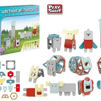 Конструктор магнітний 2469 (12/2) "Play Smart", 60 деталей, пакування рос. мовою, в коробці
