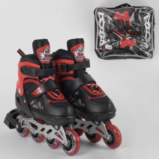 Ролики 8211-S Best Roller /размер 30-33/ цвет – КРАСНЫЙ (6) колёса PU, ПЕРЕДНЕЕ КОЛЕСО СВЕТ, в сумке, устілка – 17-19.5 см, d колес – 6.5 см