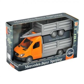 гр Автомобіль "Mercedes-Benz Sprinter" бортовий з причіпом (помаранчевий) 39667 (6) "Tigres", відчиняються двері кабіни, причіп, в коробці