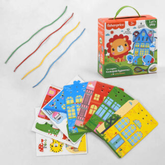 гр Гра-шнурівка "Fisher Price. Кольорові будиночки" VT 5303-26 (14) "Vladi Toys", на липучці, 4 ігрові картки, 16 ігрових елементів, в коробці