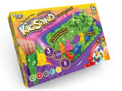гр Набір креативної творчості "Кінетичний пісок "KidSand" 1200г + пісочниця KS-02-02U (5) "Danko Toys", 8 формочок