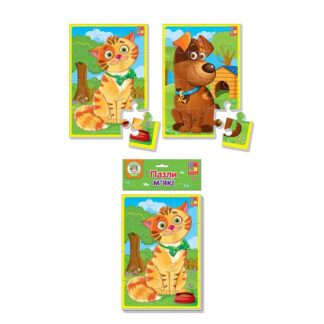 гр М’які пазли А5 "Котик та песик" VT 1103-43 (25) укр "Vladi Toys", 12 элементов