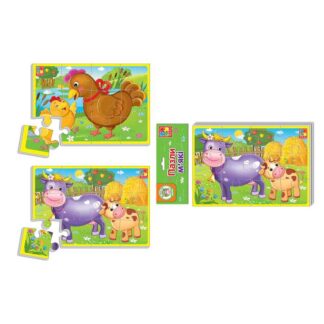 гр Гра настільна "М’які пазли.  А5  "Тварини ферми" VT 1103-44 (25) укр "Vladi Toys", 12 элементов