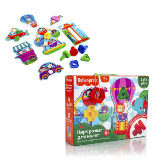 гр Гра настільна "Парк розваг. Гра-конструктор з болтами" Fisher-Price VT2905-21 (6) "Vladi Toys", 13 деталей, 4 болтика, 4 гайки