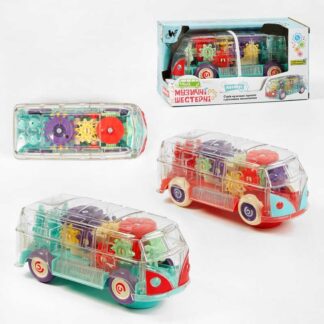 Автобус 60275 (80) "WToys", ОЗВУЧУВАННЯ УКРАЇНСЬКОЮ МОВОЮ, 2 кольори, світло, звук, прозорий корпус, колесо вільного ходу, рухомі шестерні, в коробці
