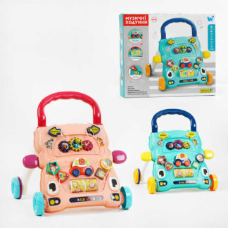 Ходунки-каталка з ігровим центром 67127 (12) "WToys", 2 кольори, ОЗВУЧ. УКРАЇНСЬКОЮ, сортер, шестерні, світло, пісні, казки, на батарейках, в коробці