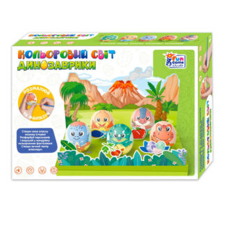 гр Кольоровий світ 55635 (24/2) "4FUN Game Club", "Динозаврики", 5 яєць, фарби, декор, в коробці