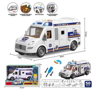 Спецтехніка YW 8088 A (24/2) "Поліція", звуки, підсвічування, інерція, конструктор, викрутка, в коробці