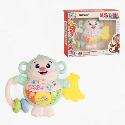 Музична мавпочка 59966 (72/2) "WToys", ОЗВУЧУВАННЯ УКР. МОВОЮ, прорізувач, пальчикова гра, підсвіч., цифри, ноти, казки, пісні, звуки, в коробці