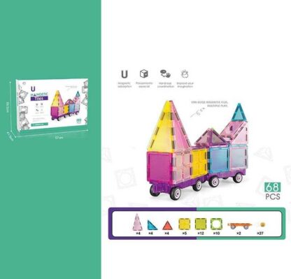 Конструктор магнітний CH 1055 (12) “Будинок на колесах”, 68 деталей, в коробці
