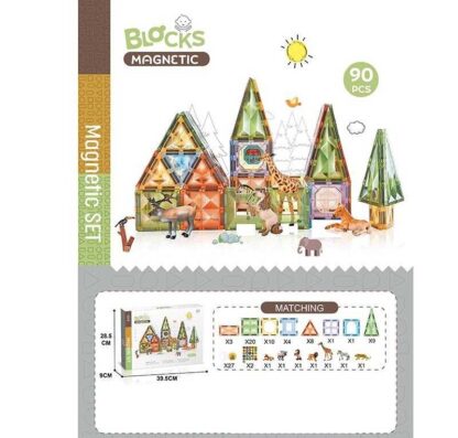 Конструктор магнітний CH 1199 (8) “Зоопарк”, 90 деталей, в коробці