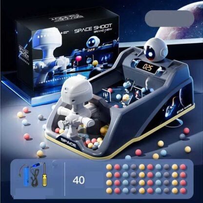 Настільна гра 662-12-1 (12) “Space shoot”, звук, підсвічування, електронне табло, стріляє кульками, тематичні мішені, ак. 3.7V, USB-кабель, в коробці
