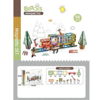 Конструктор магнітний CH 1210 (12) 56 деталей,  фігурки тварин, в коробці