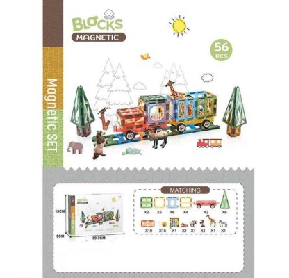 Конструктор магнітний CH 1210 (12) 56 деталей,  фігурки тварин, в коробці