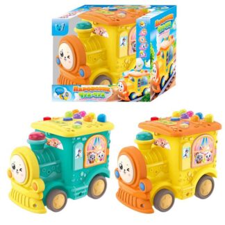 Музичний паровозик 95606 (72/2) "WToys", 2 кольори, ОЗВУЧ. УКР. МОВОЮ, казки, пісні, скоромовки, загадки, світло, пальчикові ігри, стукалка, в коробці