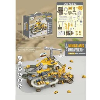 Трек 688-23 (12) 4 машинки, підіймальний кран, автоматичний підіймач, музика, підсвічування, наліпки, в коробці