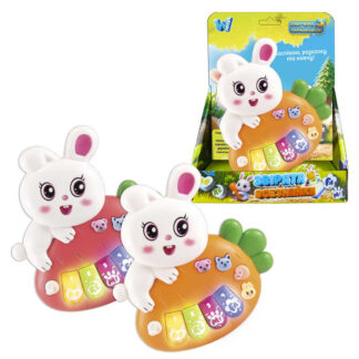 Піаніно 85270 (120/2) "WToys", "ЗАЙЧИК", 2 кольори, УКРАЇНСЬКЕ ОЗВУЧУВАННЯ, ноти, мелодії, пісні, казки, підсвічування, цифри, звуки тварин, в коробці