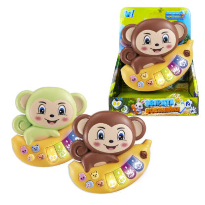 Піаніно 85270 (120/2) "WToys", "МАВПОЧКА", 2 кольори, УКРАЇНСЬКЕ ОЗВУЧУВАННЯ, ноти, мелодії, пісні, казки, світло, цифри, звуки тварин, в коробці