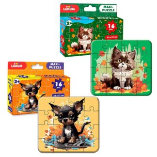 гр Максі-пазл "Котик3+Собачка" ME5032-08 (60) "Ludum", 2 пазли по 16 елементів, в коробці