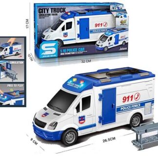 Машина JS 126 A (36) “Поліція”, масштаб 1:16, тематичні сигнали, підсвічування, інерція, відкривається дах та двері, в коробці