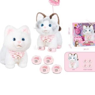 Кошеня 933-87 E (8/2) ходить, нявкає, скиглить, повідець-пульт керування, на батарейках, висота 23 см, в коробці