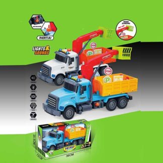 Машина музична 687-47 B (24/2) 2 кольори, світло, звук, механічне підіймання стріли, інерція, аксесуари, в коробці, ВИДАЄТЬСЯ МІКС ВИДІВ