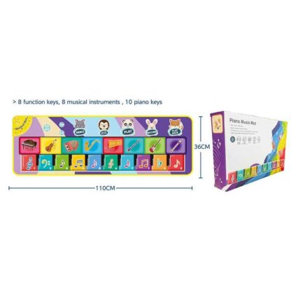 Килимок музичний 638-7 (36/2) 110х 3 х 36 см, на батарейках, музичні інструменти, ноти, запис, режим пам`яті, музика, в коробці