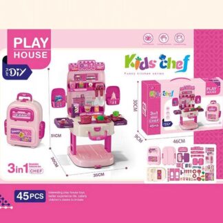 Кухня T 2157 D (24/2) 45 предметів, каструлі, сковорідки, продукти, столові прибори, кухонні аксесуари, в коробці