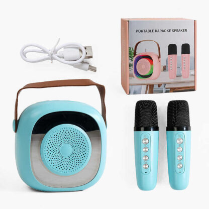 Колонка C 65432 (30) 2 мікрофони, bluetooth, підсвічування, зміна голосу, type-c, слот для карти пам’яті, AUX роз’єм, в коробці