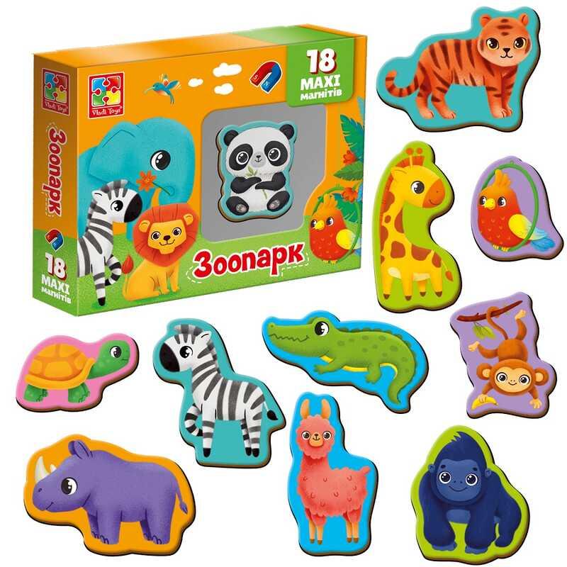 Гр Набір магнітів "Зоо" VT 3106-25 укр "Vladi Toys", 18 елементів, в коробці