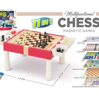 Игра "11в1" 9801 A (36) 11 в 1, столик, шахматы, шашки, нарды, гомока, молнии и лесенки, щелочи, игровые элементы,