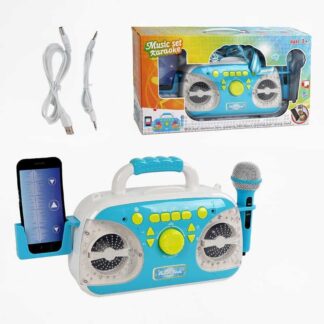 Караоке 5021 A (12/2) подсветка, микрофон, Bluetooth, MP3-кабель, USB кабель, работает от сети,
