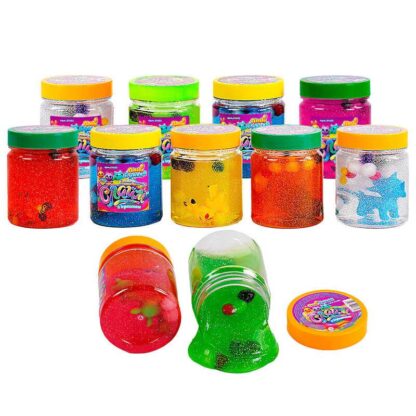 Гр Слайм с игрушкой 61405 (36) "Пани Булька", ЦИНА ЗА 1 ШТ, 6 цветов, большая банка, 200 г, помпоны, ароматизированный, МИКС ВЫДОВ