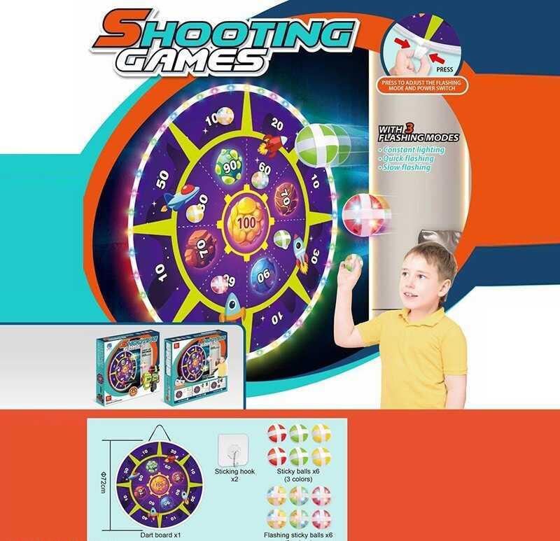 Дартс 3888-22 A (36) діаметр поля 72 см, на батарейках, підсвітка, 3 режими роботи, кульки на липучках, в коробці