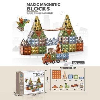 Конструктор магнитный 9904 (10) 100 деталей, платформы с колесами, инструкция,