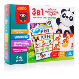 Ар Магнитная игра с доской "Академия развития" (укр) VT 5412-04 (5) "Vladi Toys", в коробке
