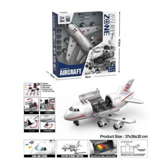 Самолет YW 9089 (12) конструктор, длина 38см, подсветка, звуковые эффекты, озвучивание на английском, инерция,