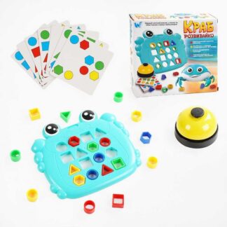 Логическая игра "Краб развивайко" 368-13(72) "WToys", карточки, 2 основы, звонок, геометрические фигуры,