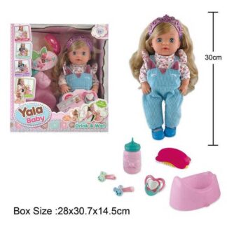 Кукла YL 2238 I (24) пьет из бутылочки, ходит на горшок, пустышка, аксессуары, высота 31 см,