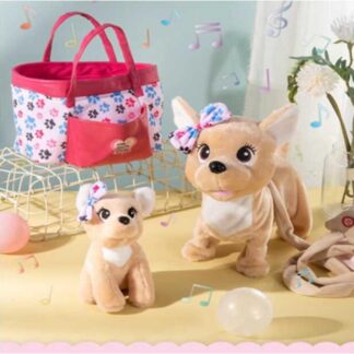 Мягкая игрушка C 62907 (40) "Собачка", высота 26 см, щенок, сумка-переноска, интерактивная, ходит, поет на английском языке, у