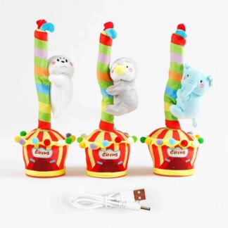 Мягкая игрушка М 49105 (100) 3 вида, звук, песни на английском языке, функция записи голоса, танцует, h-32 см, аккумулятор, USB,, МИКС