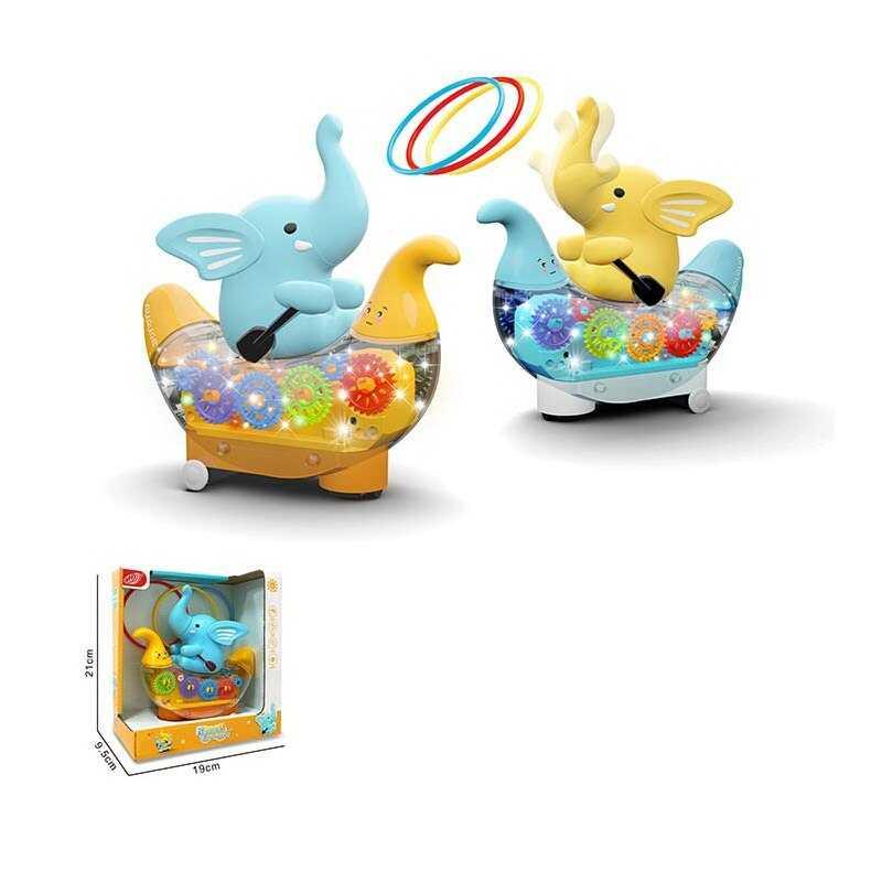 Музичний слоник HD 9055 2 види, підсвічування, пісня англ. мовою, колесо вільного ходу, 3 кільця,...