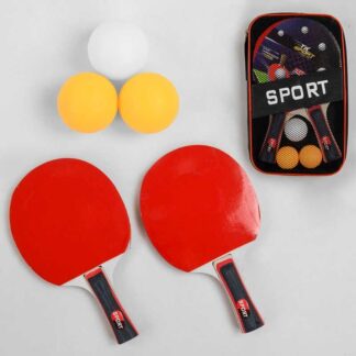 Ракетка для пинг-понга C 44855 (50) "TK Sport", 2 шт + 3 мячики, в чехле