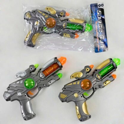 Пистолет R 015-4 A (144/2) 2 цвета, на батарейках, подсветка корпуса, звук,