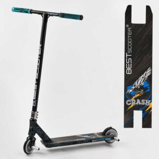 Самокат трюковый 37890 Best Scooter (4) "CRASH" HIC-система, ПЕГИ, алюминиевый диск и дека, колёса 110мм PU, ширина руля - 57 см,