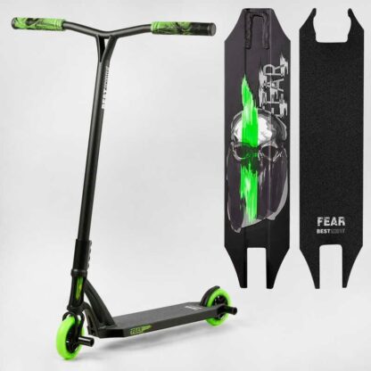 Самокат трюковый МТ-60611 Best Scooter (4) "FEAR", SCS-система, ПЕГИ, алюминиевый диск и дека, колёса PU, d=115мм, ширина руля 58